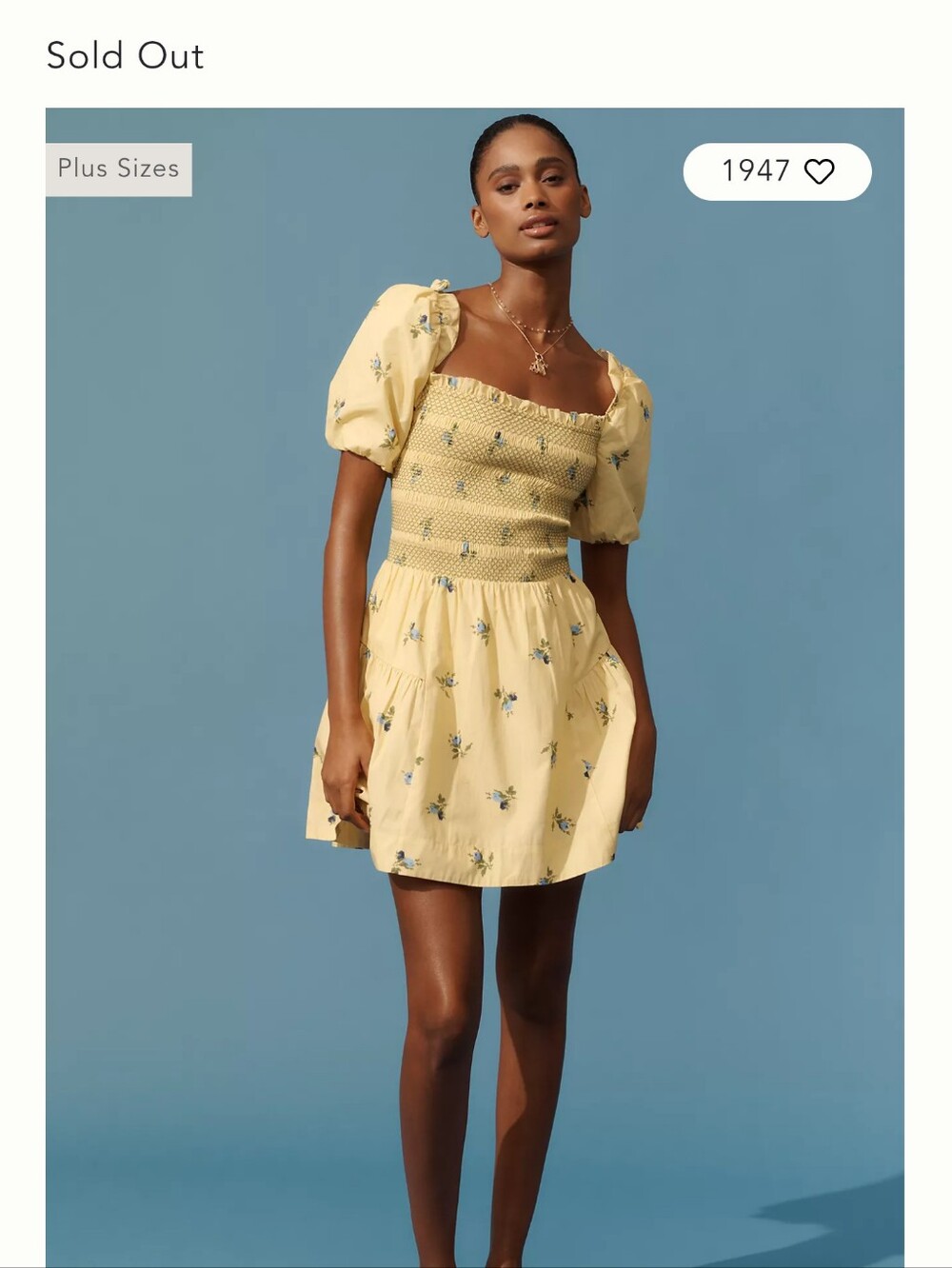 Anthropologie Puff-Sleeve Mini Dress in Yellow Floral NWT